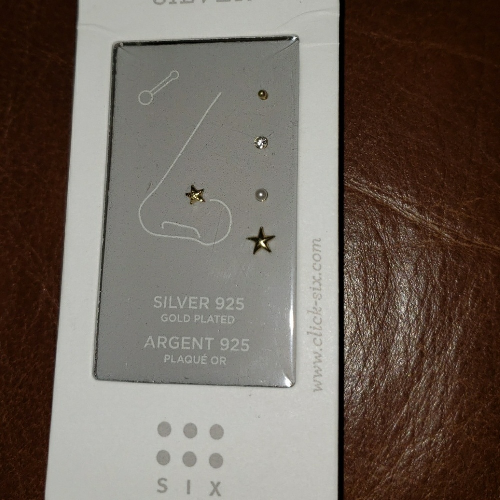Nose Ring Stud Sterling Silver  .925Gold Plated